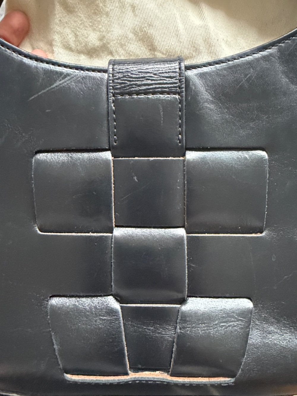 Hereu Bauza Black Leather Structured Shoulder Bag with Woven Front Detail - Picture 15 of 16